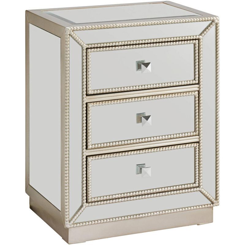 Elegant White Mirrored 3-Drawer Accent Table 20" x 15"