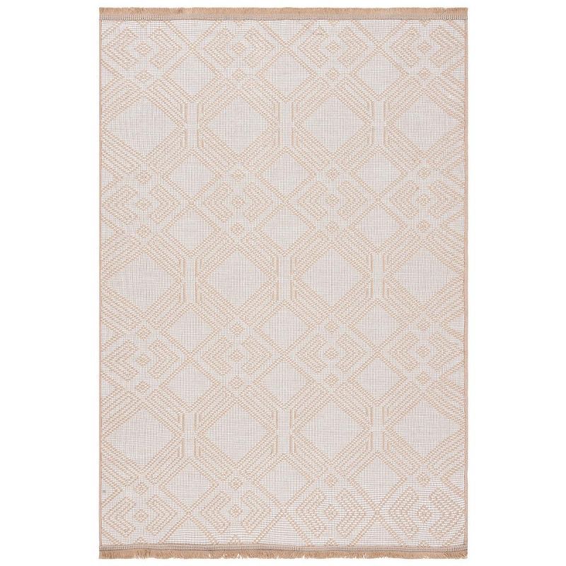 Ivory and Natural Geometric Flat Woven Area Rug