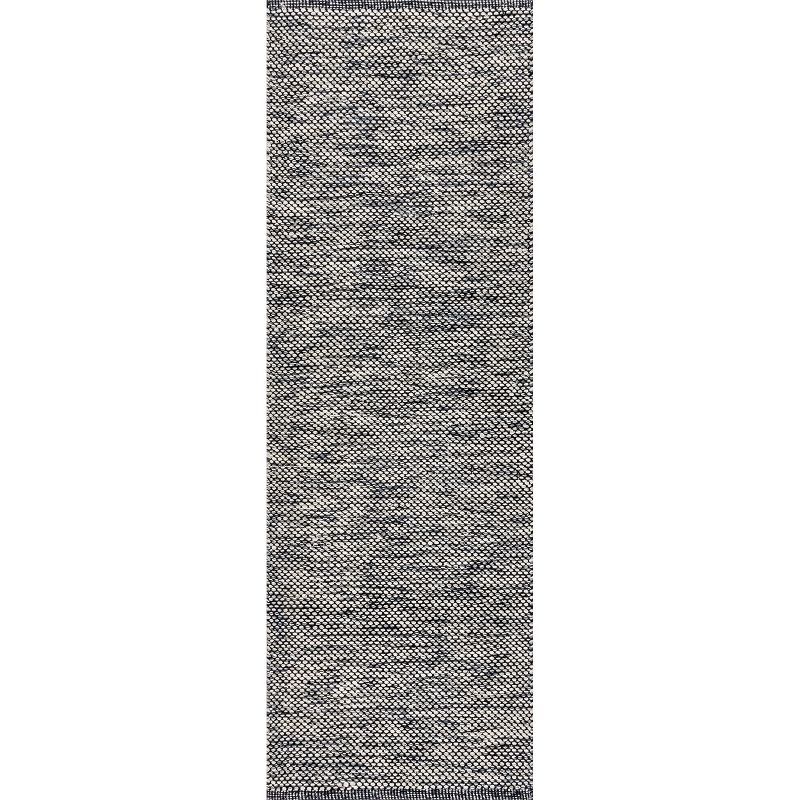 Gray Handwoven Cotton Runner Rug, 2' 6" x 8'