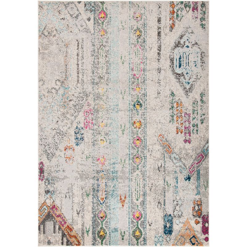 Grey and Blue Hand-knotted Synthetic Area Rug