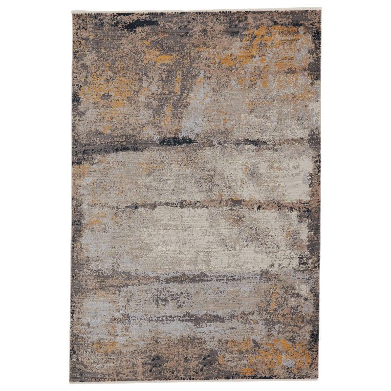 Trevena Gray and Gold Abstract Wool Area Rug