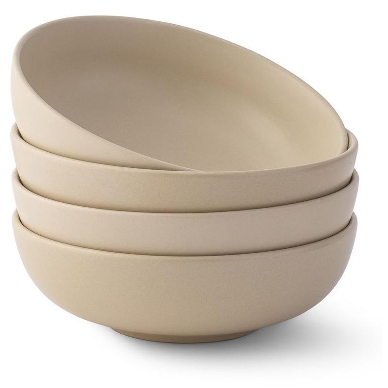 Beige 30oz Stoneware Pasta and Salad Bowls Set of 4