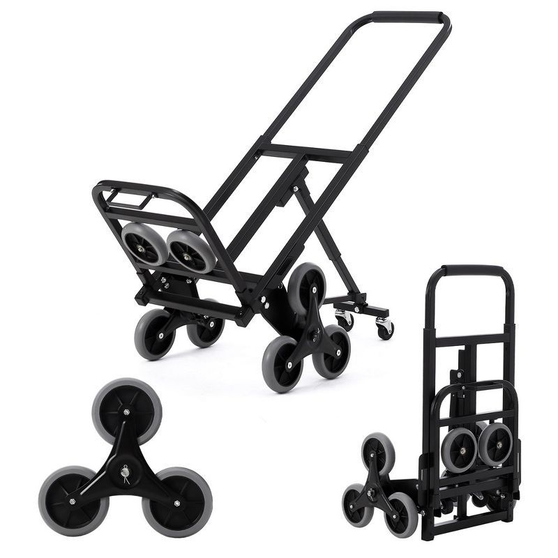 Black 330 LB Stair Climbing Hand Truck Dolly with Adjustable Handle