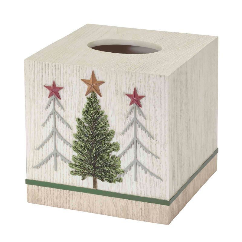 Hand-Painted Resin Pine Trees Tissue Box Cover