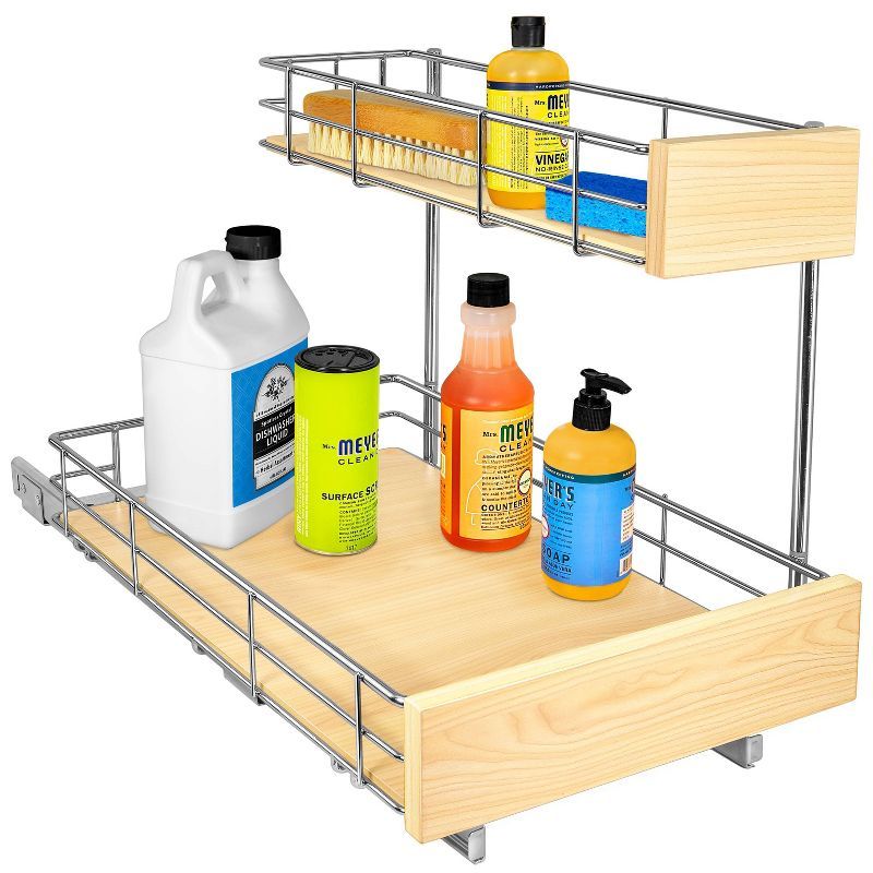 Lynk Professional Chrome and Wood Pull-Out Under Sink Organizer