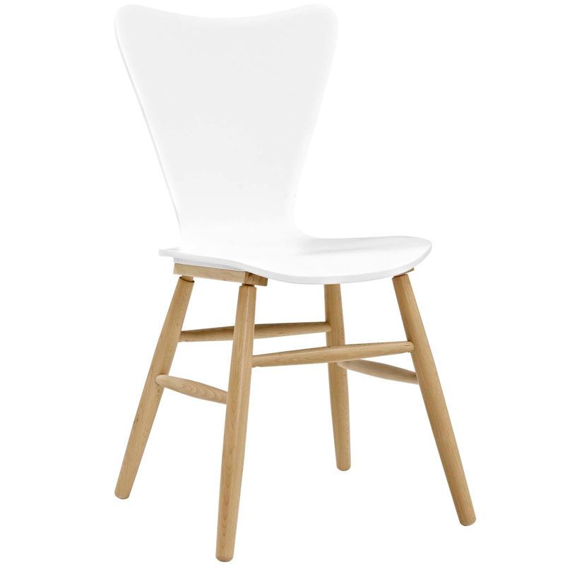 Cascade White Bentwood Dining Side Chair with Tapered Legs