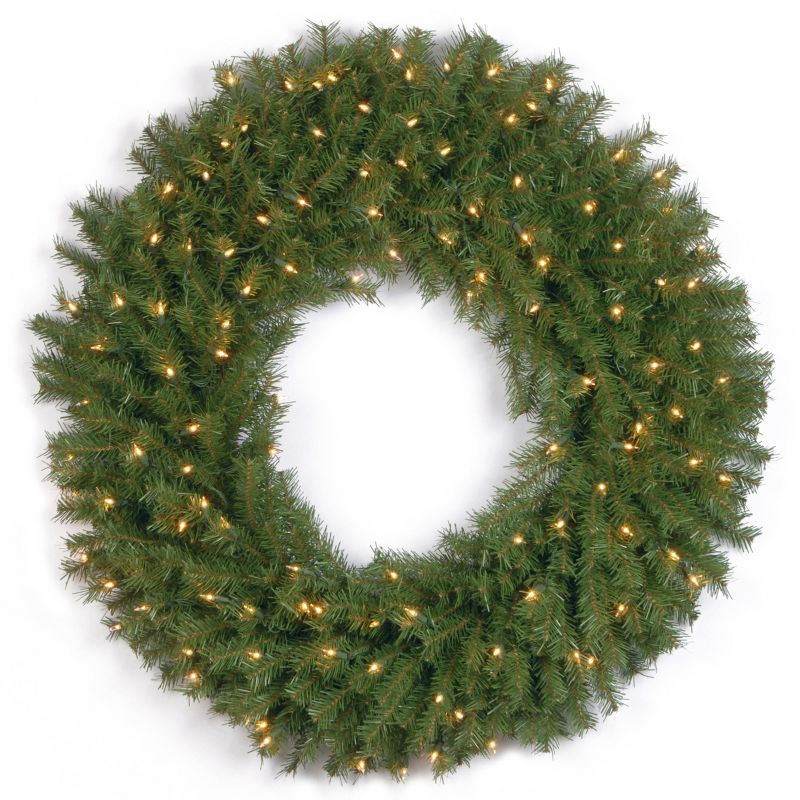 36" Pre-Lit Norwood Fir Artificial Christmas Wreath with Clear Lights