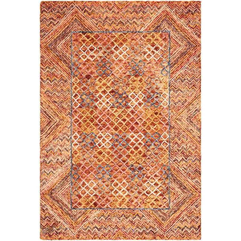 Aspen Red and Gold Geometric Wool 6' x 9' Area Rug