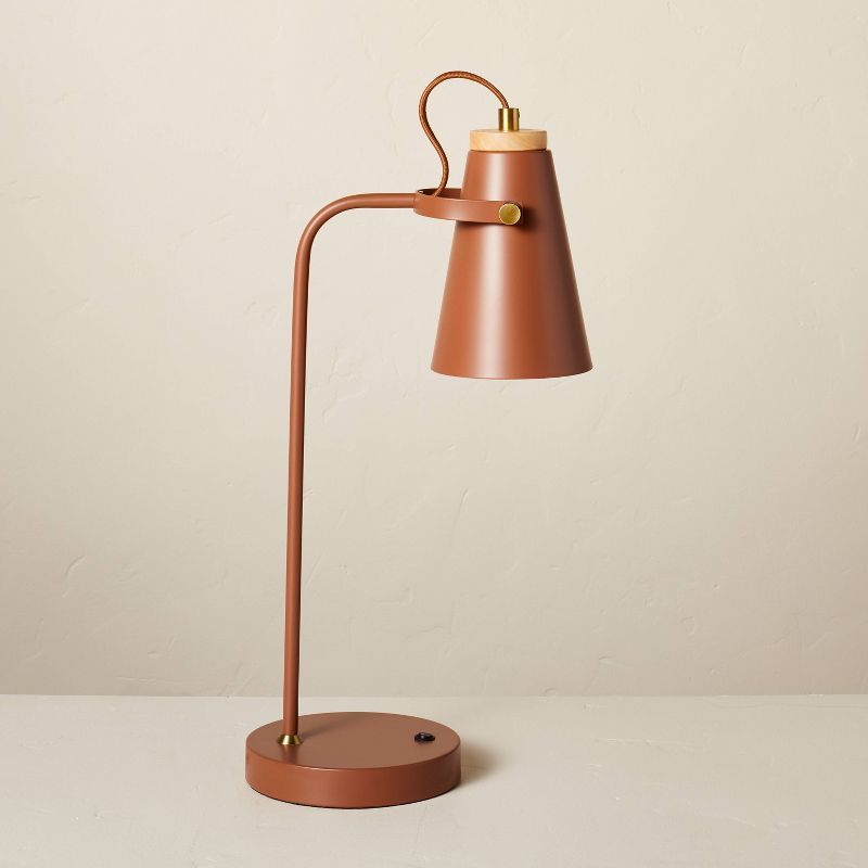 Terracotta Adjustable Metal Task Lamp with USB Port