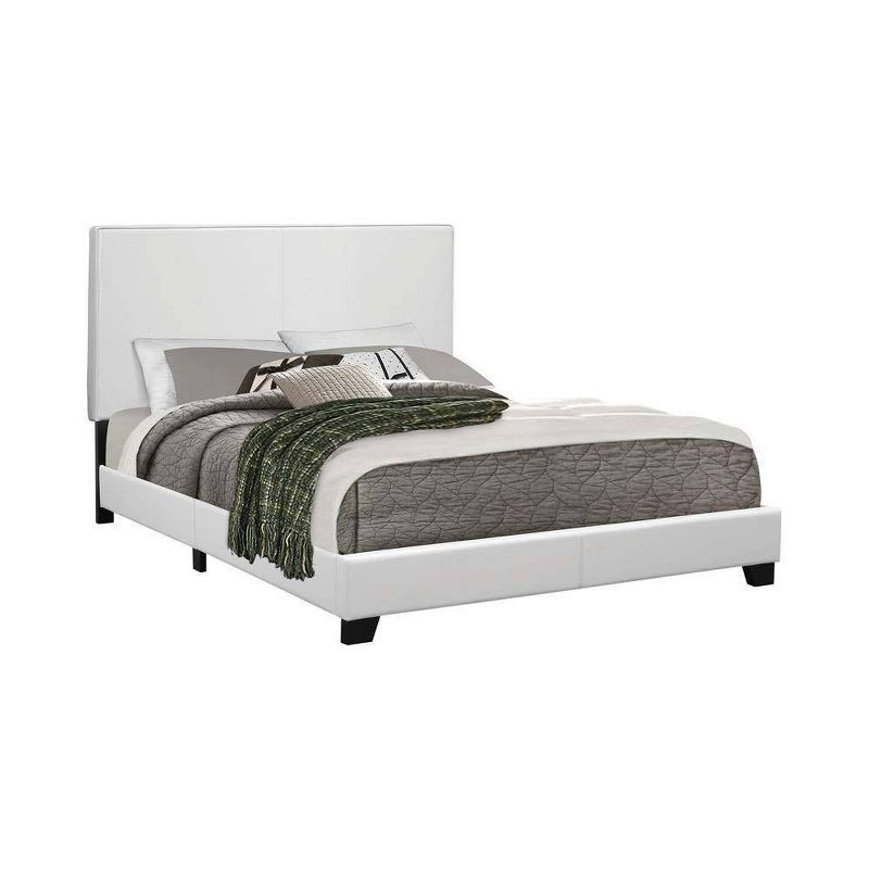 White Faux Leather Twin Upholstered Platform Bed with Headboard