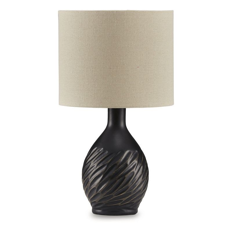 Garinton Black Ceramic Table Lamp with Beige Shade