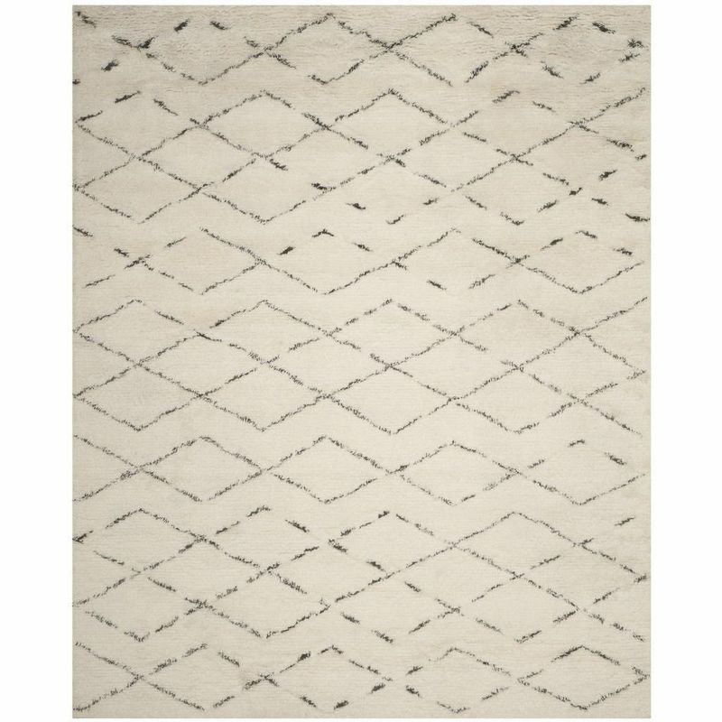 Ivory Elegance Hand-Tufted Wool Shag Rug, 9' x 12'