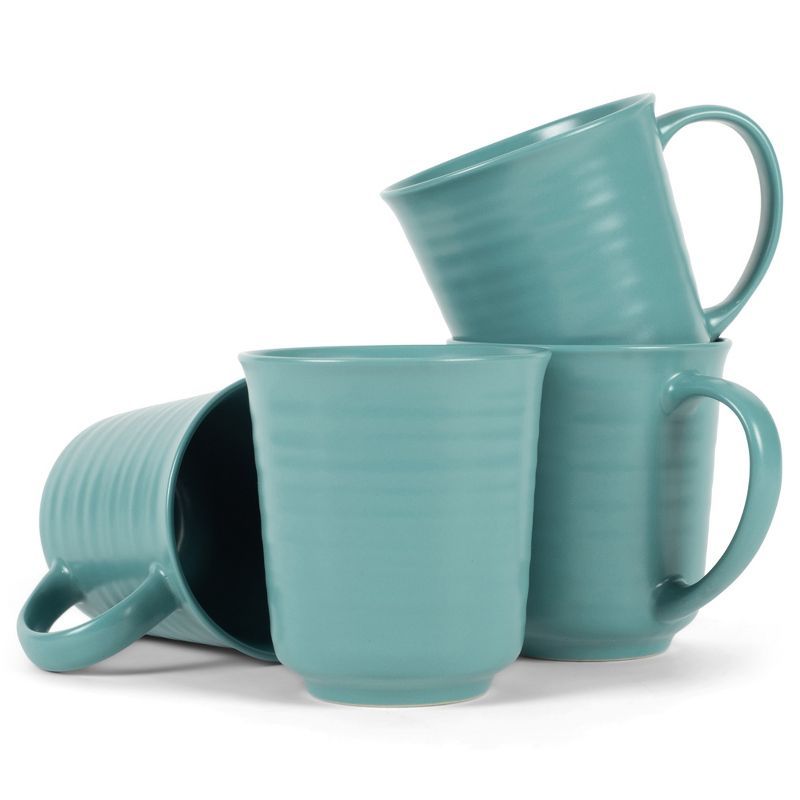 Turquoise Matte Ceramic Microwave Safe Coffee Mug Set of 4