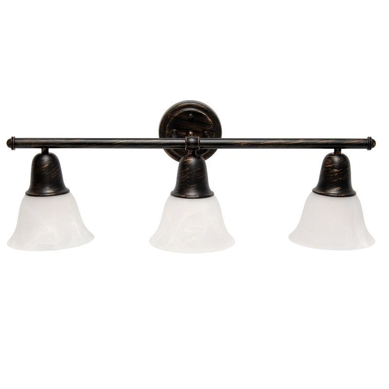 26.5" Oil Rubbed Bronze and Alabaster Glass Vanity Light