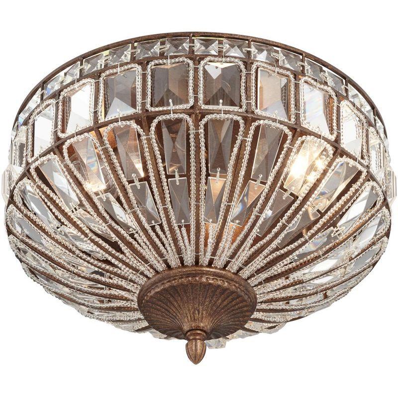 Mocha Brown Vintage Crystal Flush Mount Ceiling Light