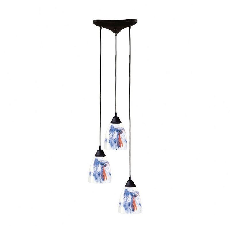 Mountain Glass Dark Rust 3-Light Pendant with Hand-Blown Shades