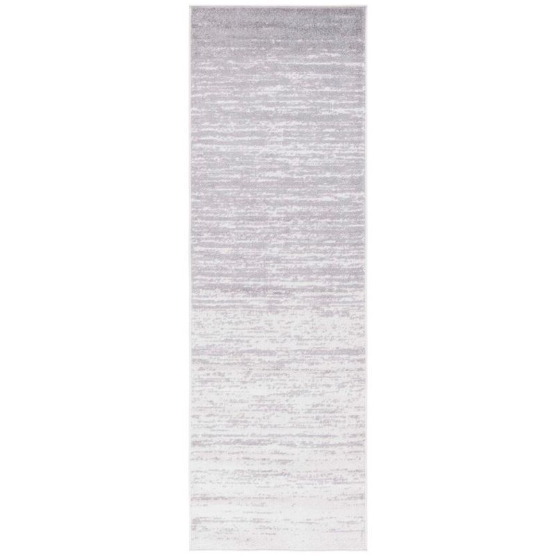 Ivory and Silver Abstract Low Pile Runner Rug