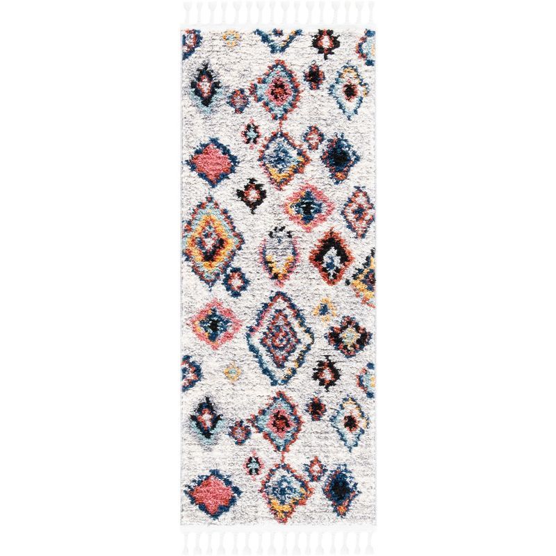 Ivory Diamond Hand-knotted Synthetic Area Rug, 2' x 5'