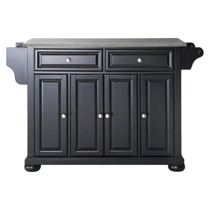 Black Stainless Steel Top Kitchen Island with Storage