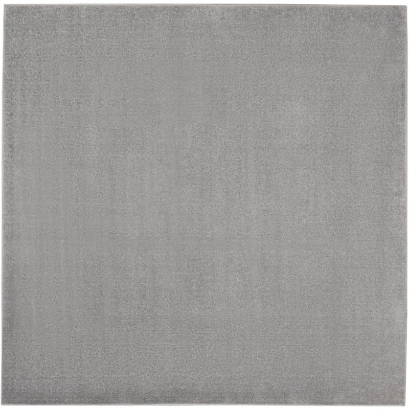 Essential Silver Grey 5' Square Synthetic Outdoor Rug