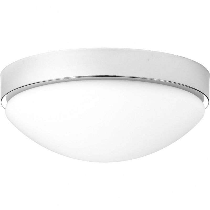 Polished Chrome LED Flush Mount with Etched Glass Shade