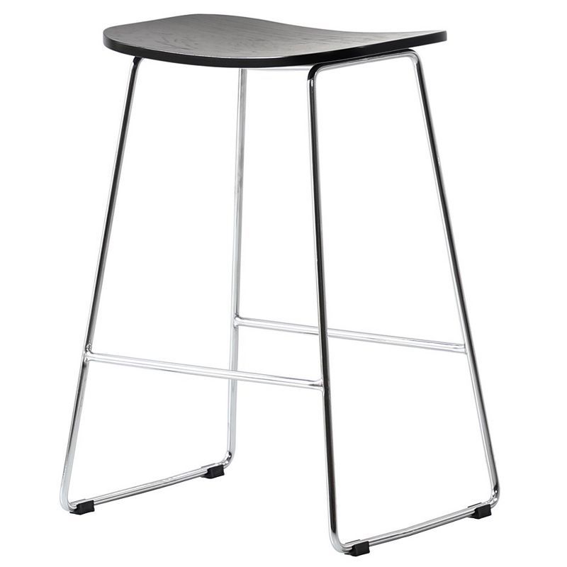 Melrose Black Wood and Metal Saddle Counter Stool