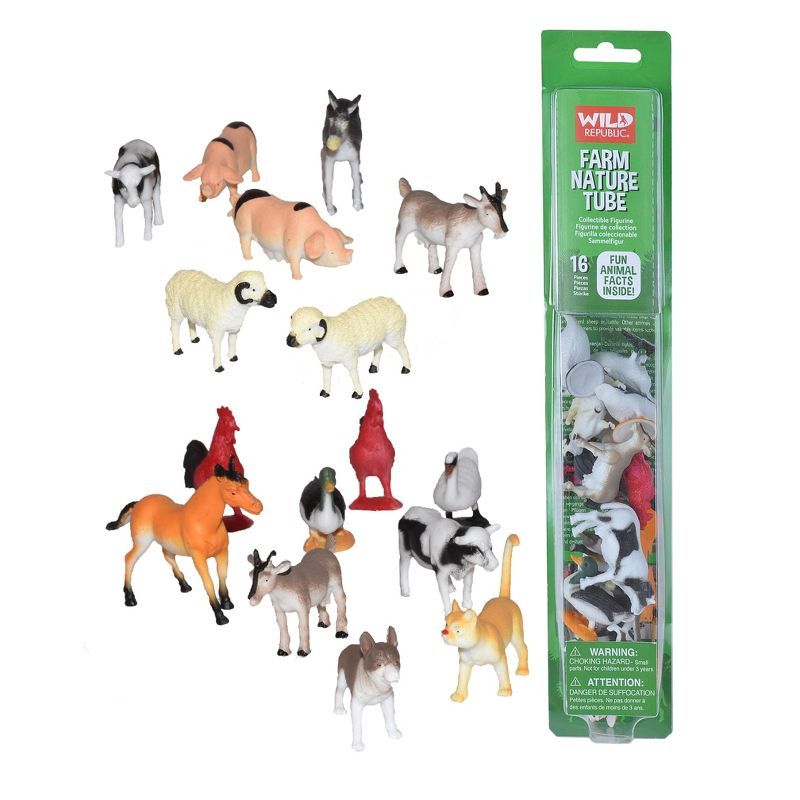 Wild Republic Farm Animal Figurine Set, 16 Pieces