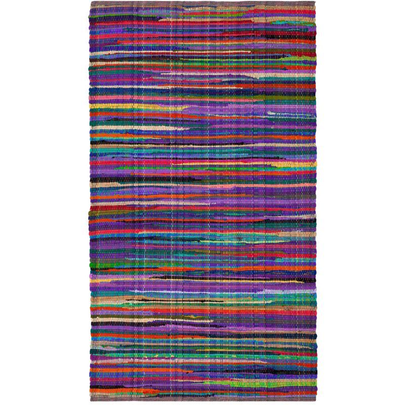 Handwoven Purple and Multicolor Cotton Flat Woven Area Rug