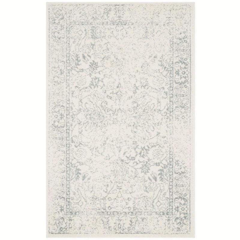 Ivory and Slate Rectangular Hand-knotted Area Rug