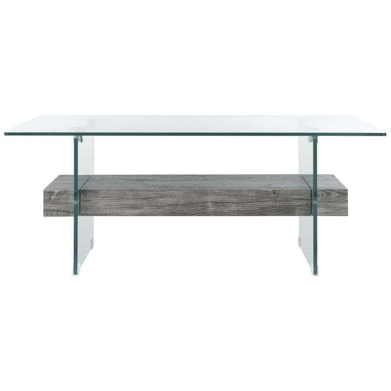 Kayley Rectangular Gray Glass and Black Oak Coffee Table