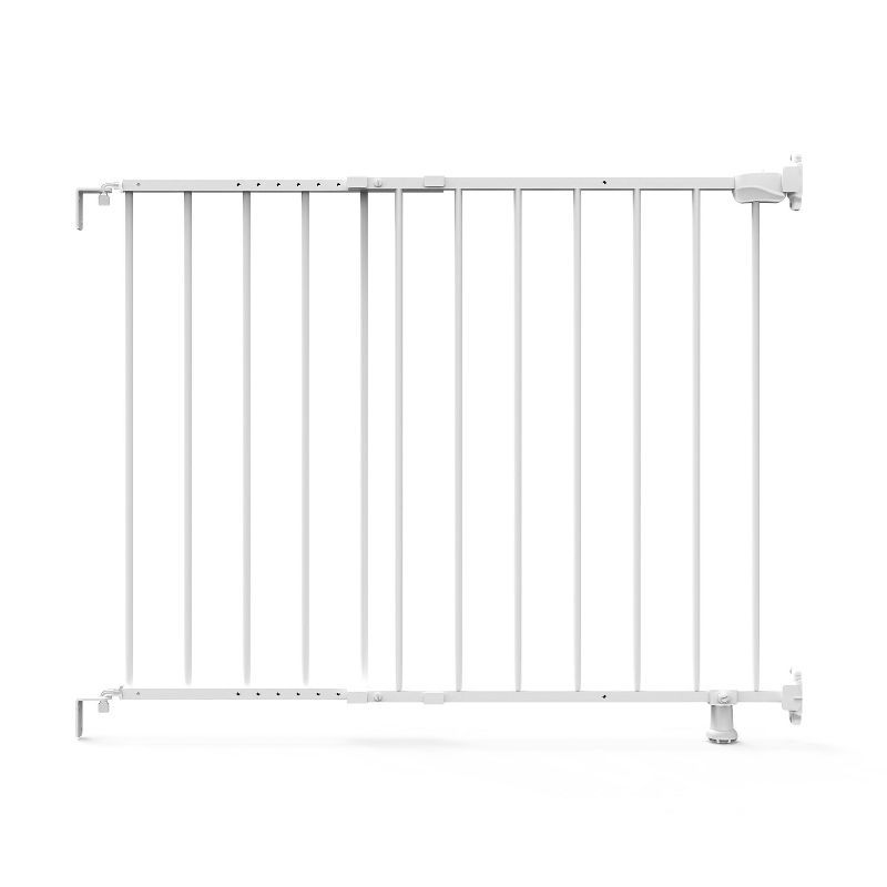 White Metal Swinging Stairway Baby Gate, 28-42 Inches