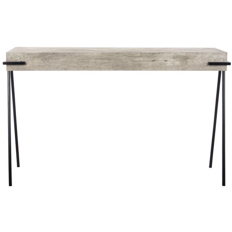 Lux Transitional Black & White Rectangular Console Table with Iron Legs