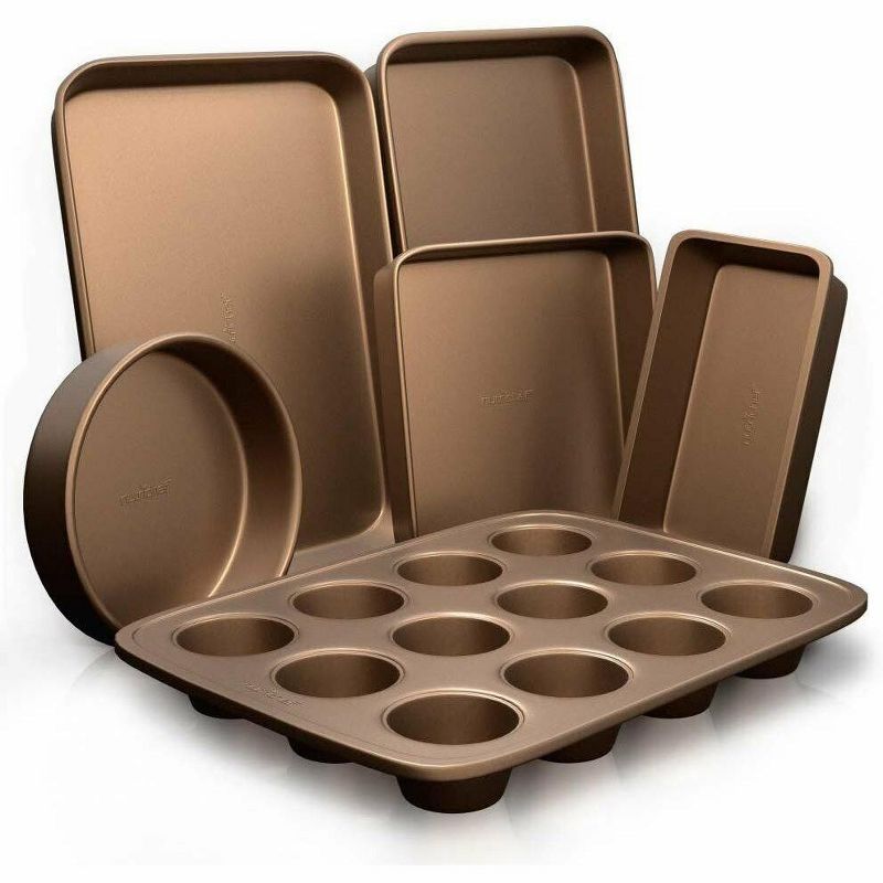 NutriChef 6-Piece Gold Nonstick Carbon Steel Bakeware Set