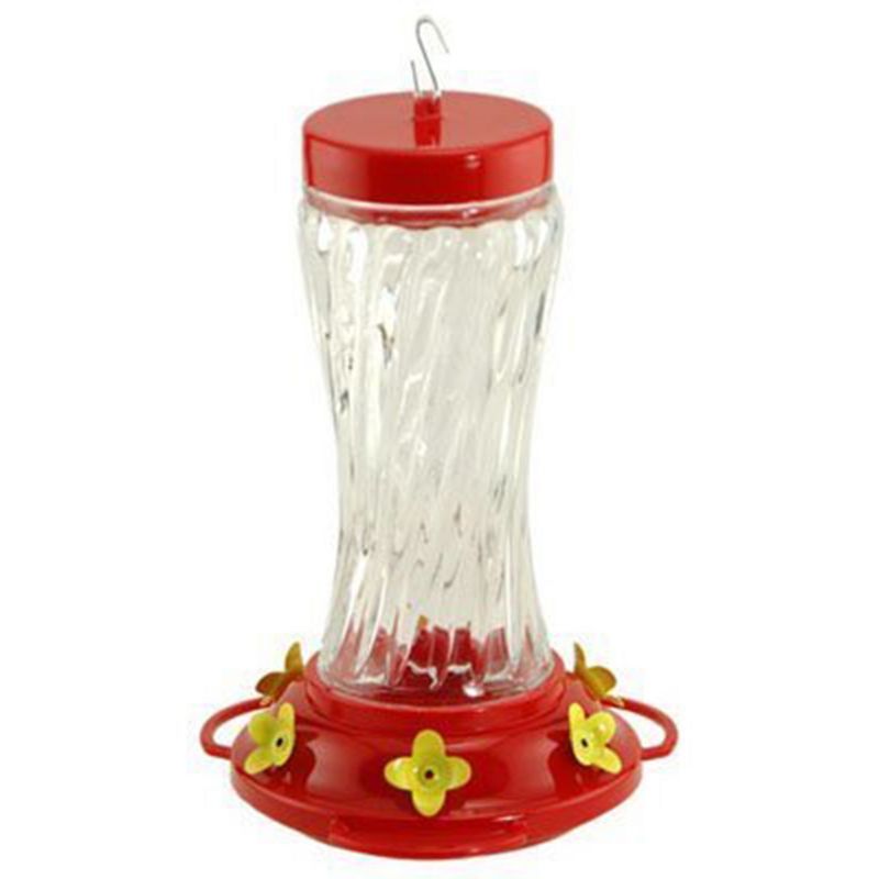 Audubon 16 oz Clear Swirl Glass Hanging Hummingbird Feeder