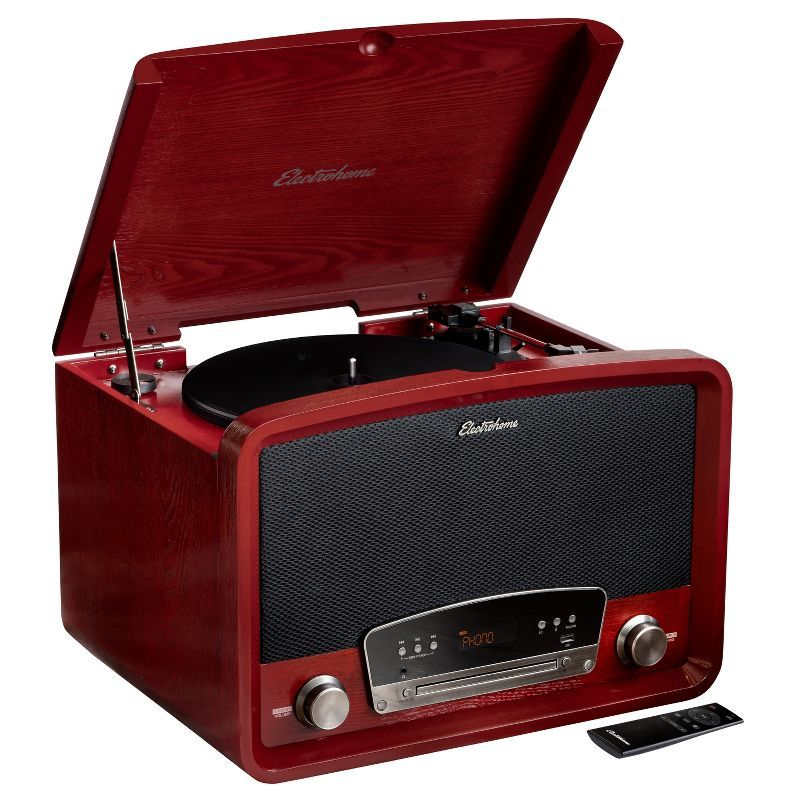 Electrohome Cherry Wood 7-in-1 Vintage Record Player Stereo System