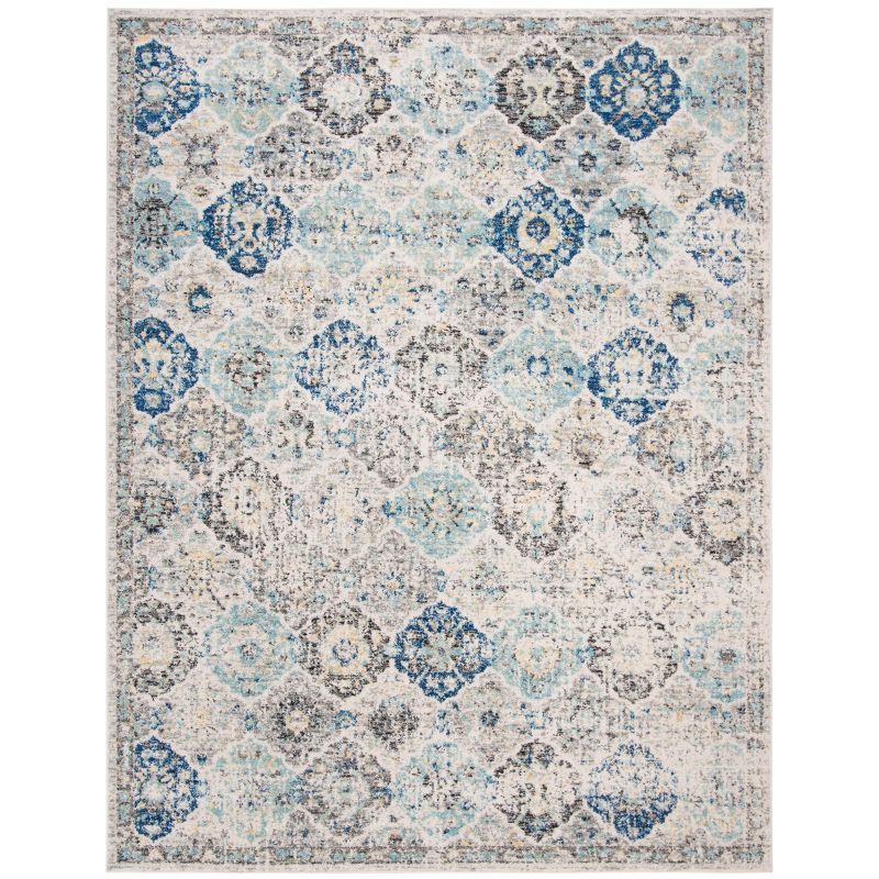 Elegant Ivory and Aqua 8' x 10' Hand-Knotted Cotton Blend Area Rug