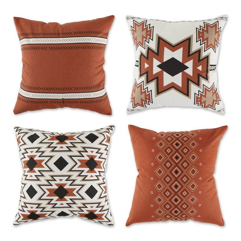 Clay Aztec Print Cotton Euro Pillow Covers, Set of 4