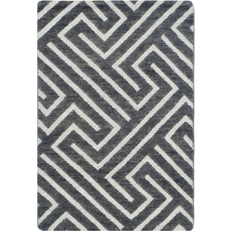 Santa Fe Hand-Knotted Charcoal & Silver Wool Area Rug