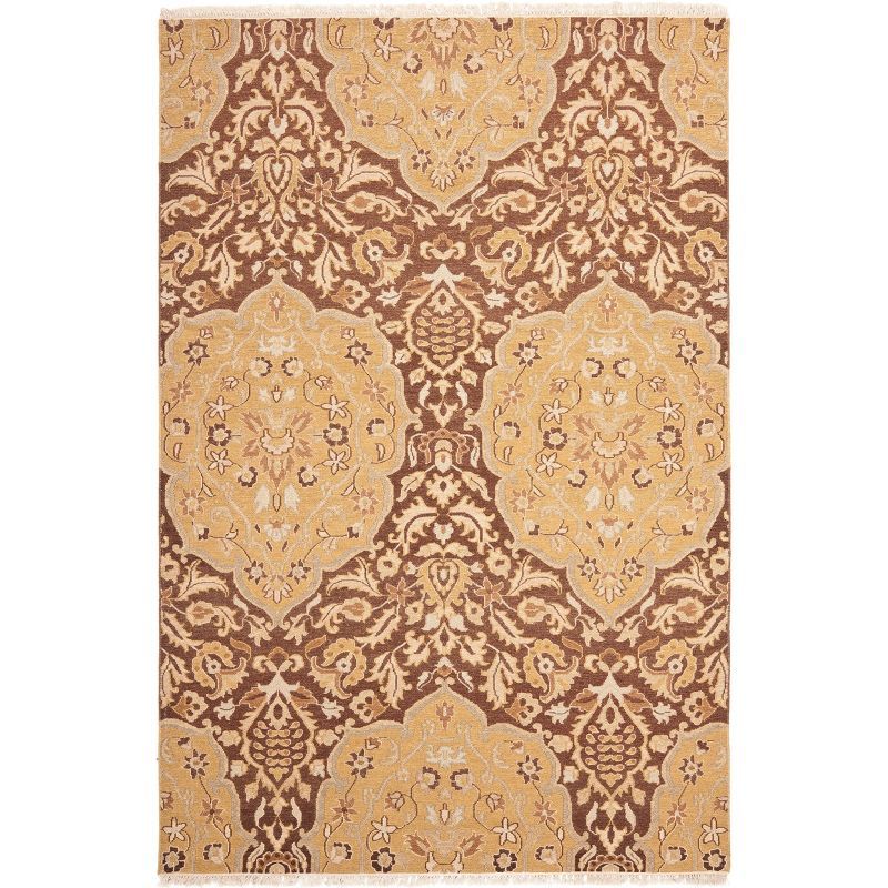 Ivory and Brown Wool Flat Woven Reversible 6' x 9' Area Rug