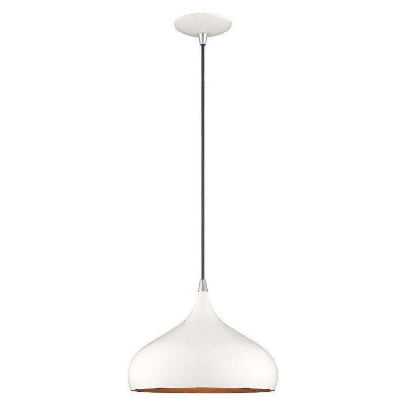 Amador Mini 1-Light Indoor/Outdoor Pendant in Shiny White and Gold