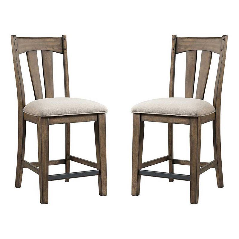 Whiskey River Gray Wood Splat Back Bar Stool Set