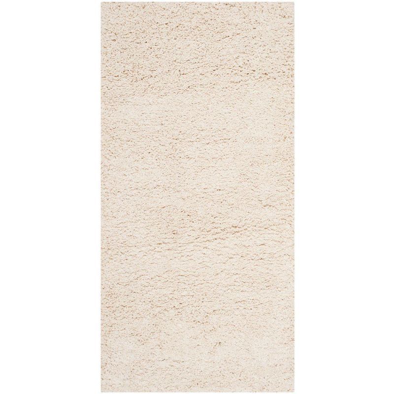 Ivory Elegance 2' x 4' Hand-Knotted Wool & Synthetic Shag Rug