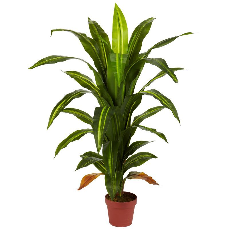 4-Foot Dark Green Silk Dracaena Plant with Pot