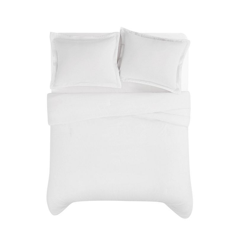 White Organic Linen Full/Queen Comforter Set with Down Alternative
