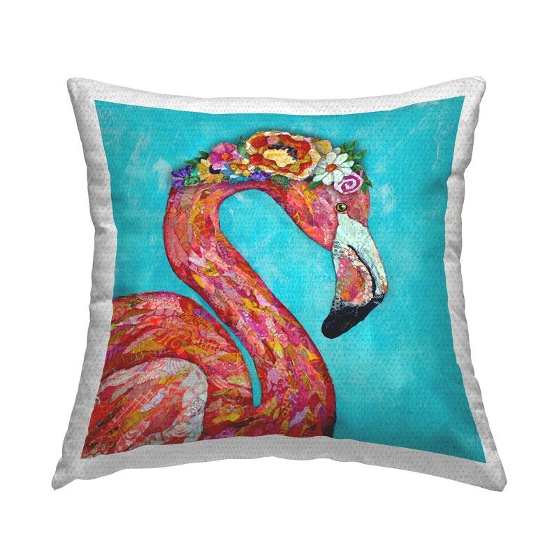 Bold Pink Flamingo Outdoor Printed Pillow, 18 x 18