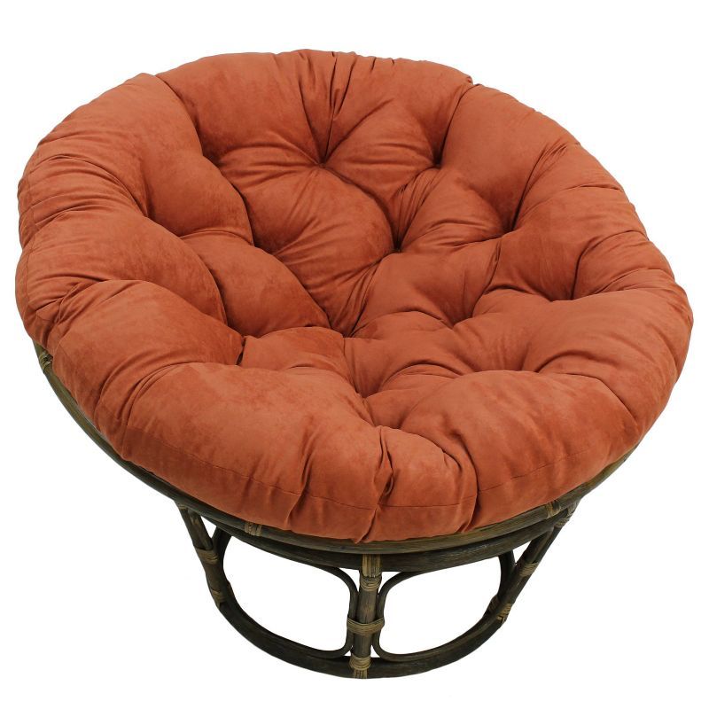 42" Walnut Rattan Papasan Chair with Micro Suede Cushion