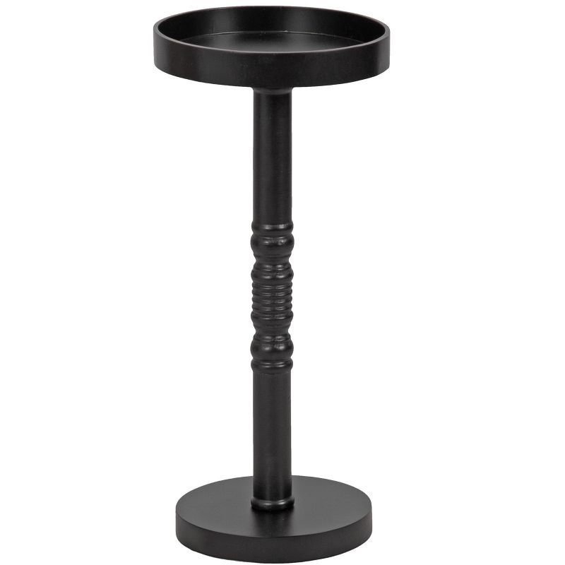 Bellport Black Round Wooden Pedestal End Table
