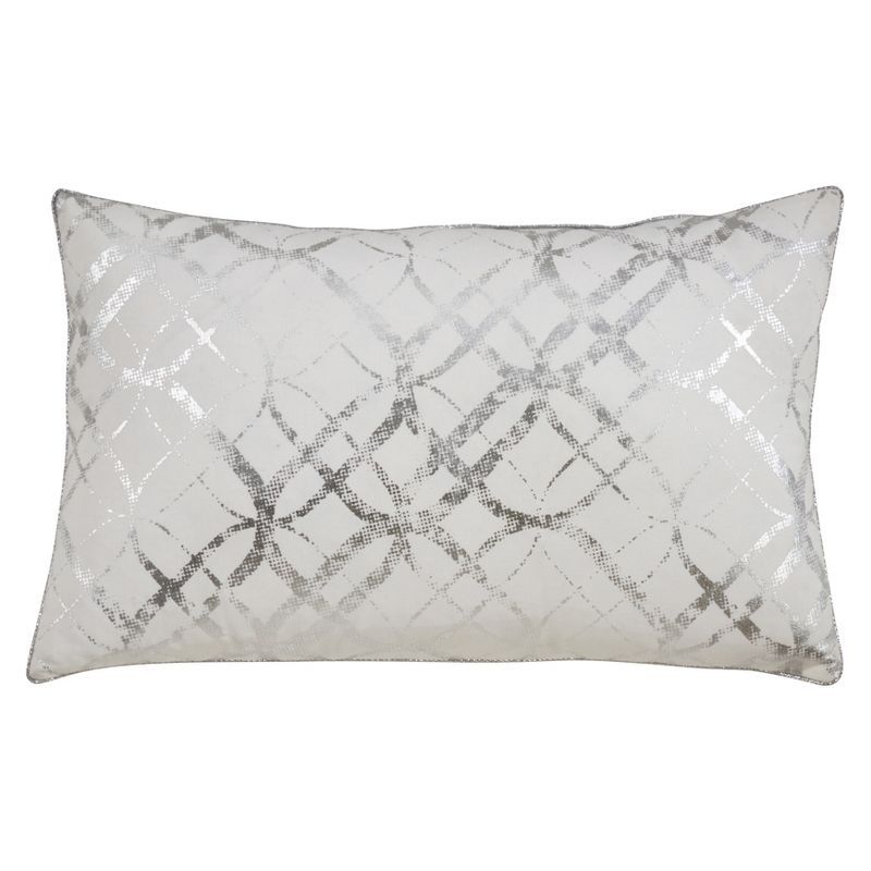 Silver Metallic Foil Print Cotton Throw Pillow