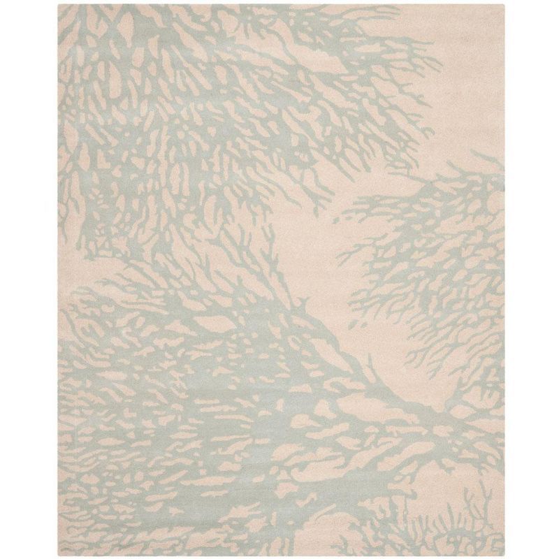 Hand-Tufted Beige & Blue Wool Area Rug, 9' x 12'