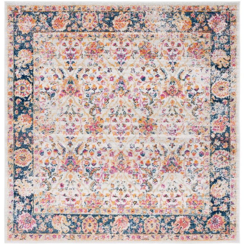 Boho Chic Multi-Color Floral Square Area Rug